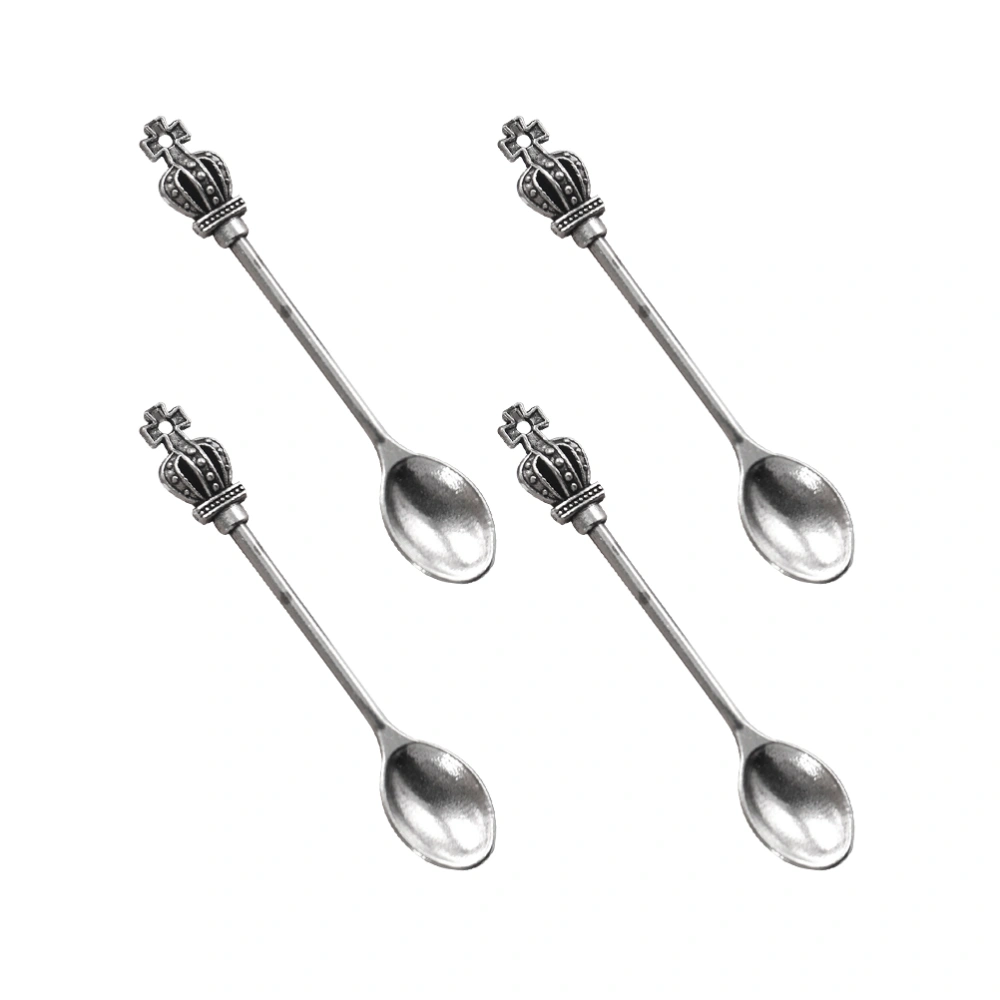 4pcs Alloy Fashion Crown Spoon Necklace Delicate Clavicle Chain Pendants Jewelry for Women Girls