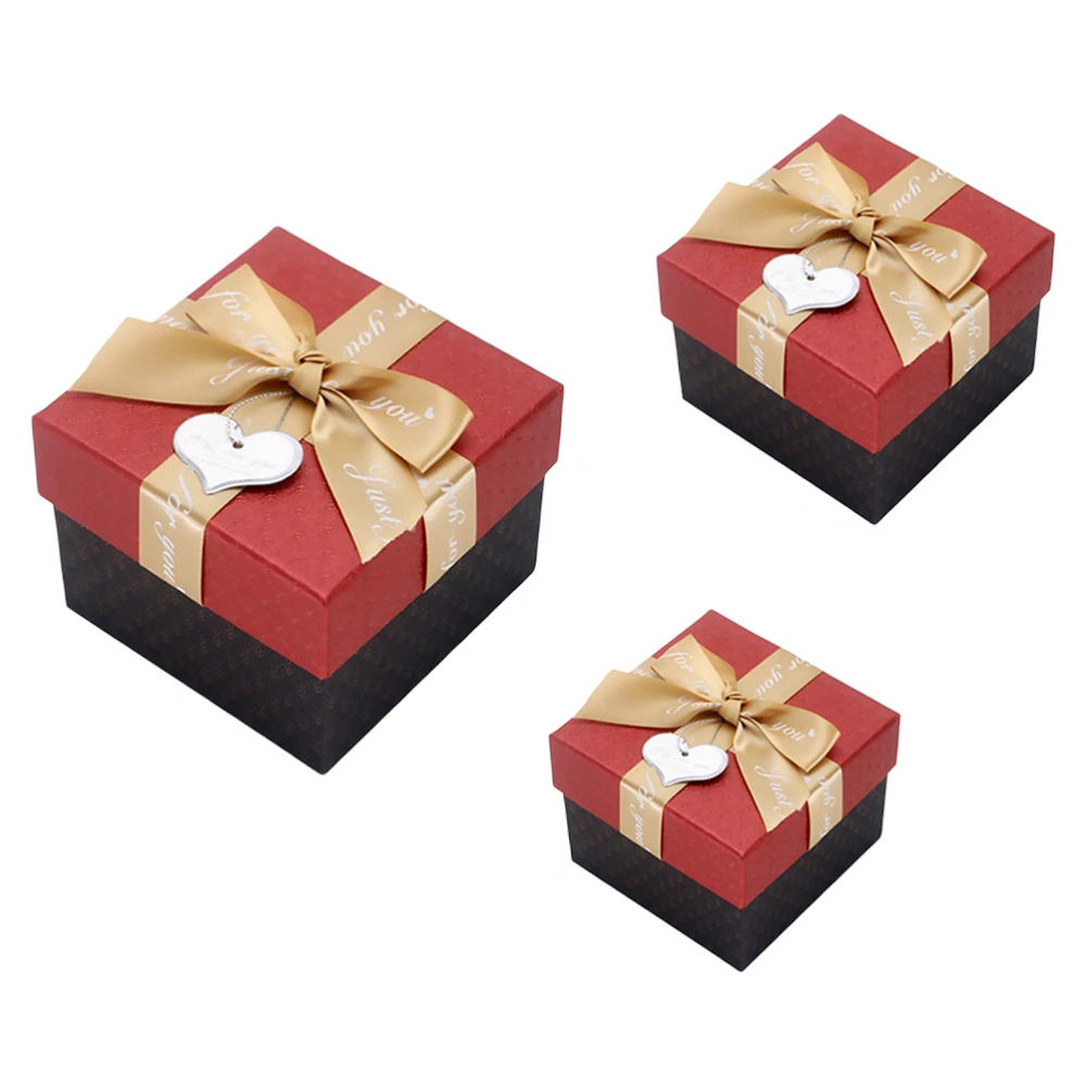 1 Set 3pcs Exquisite Christmas Decor Party Supply Xmas Wrapping Boxes Gift Boxes