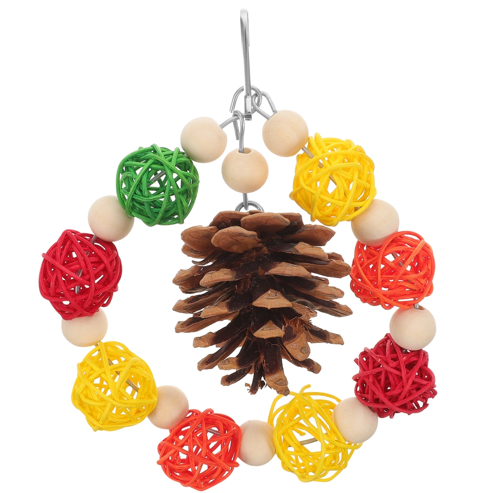 Rattan Ball Parrot Foraging Toy Bird Chewing Pine Cone Toy Pet Foraging Pine Cone Toy