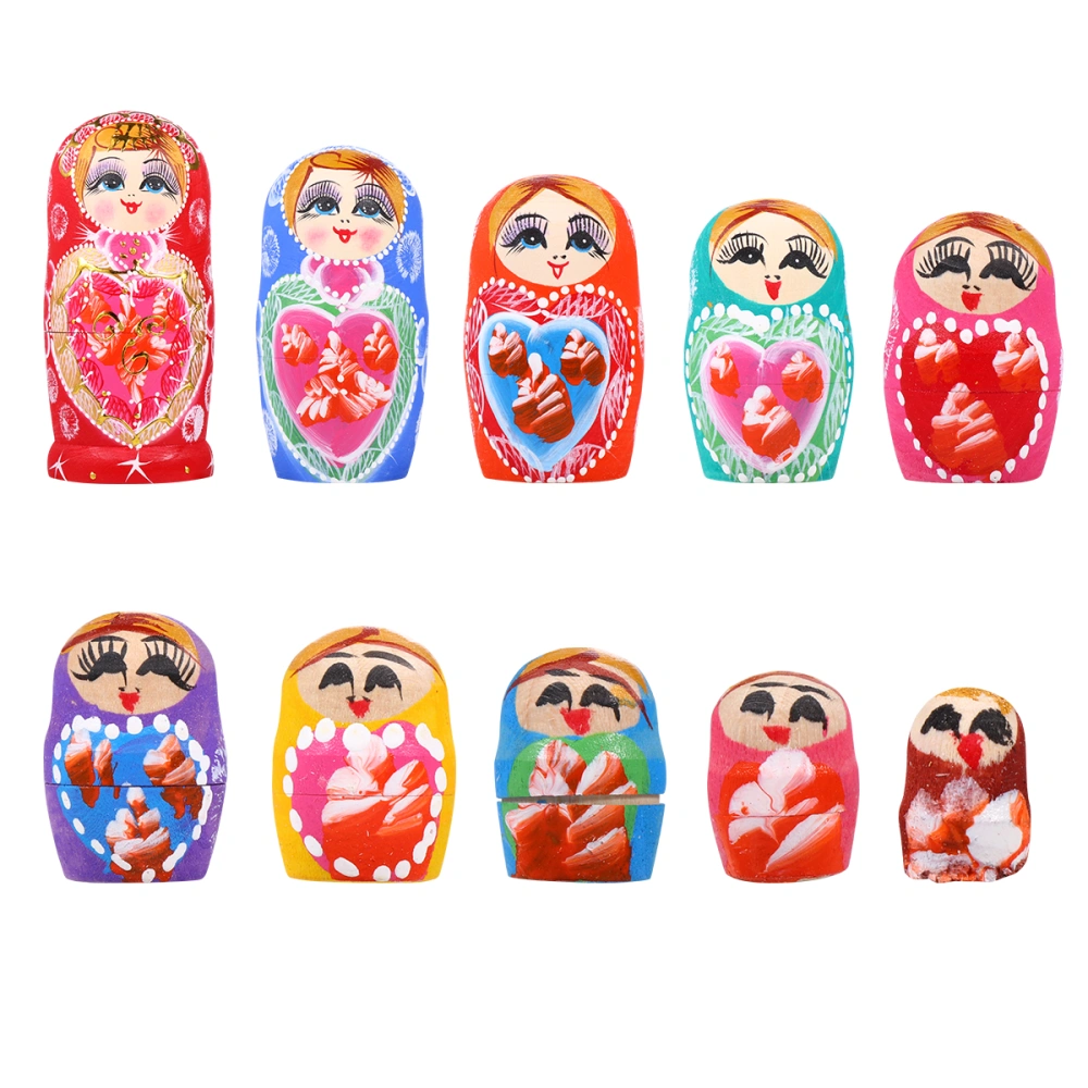 10pcs Matryoshka Doll Creative Nesting Doll Russian Doll Toy for Kids (Colorful)