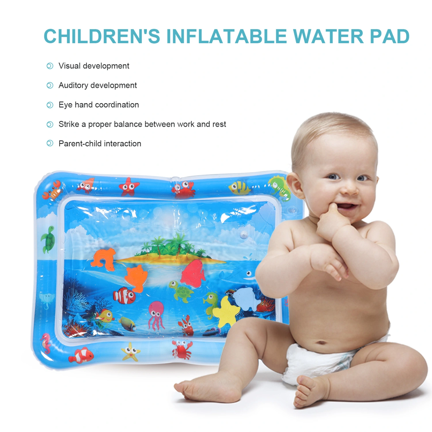 Baby Play Mat Inflatable Baby Tummy Mat Baby Train Plaything Infant Water Mat