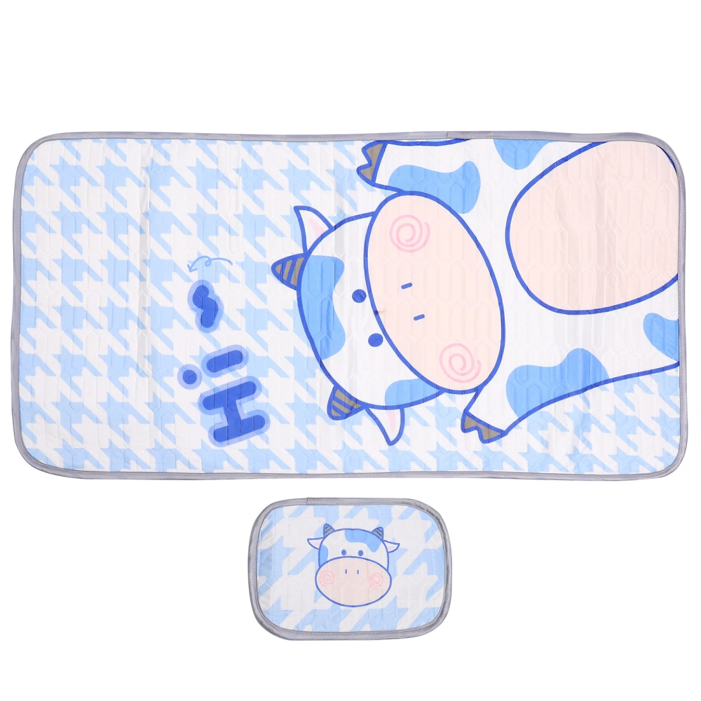 1 Set 2pcs Kids Latex Summer Sleeping Mat Folding Washable Mattress (Sky-blue)