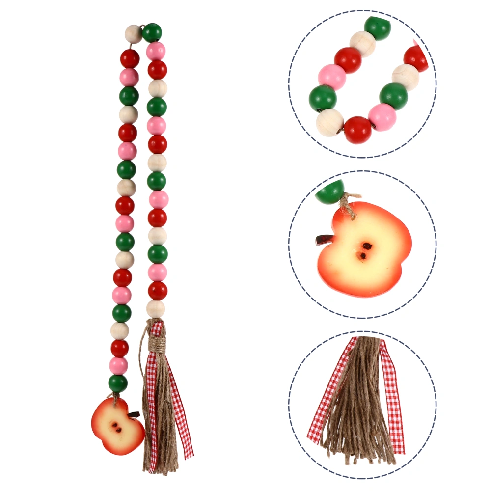 1Pc Wooden Beads Pendants Fruit Charm Hemp Rope Tassel End Hanging (Apple)