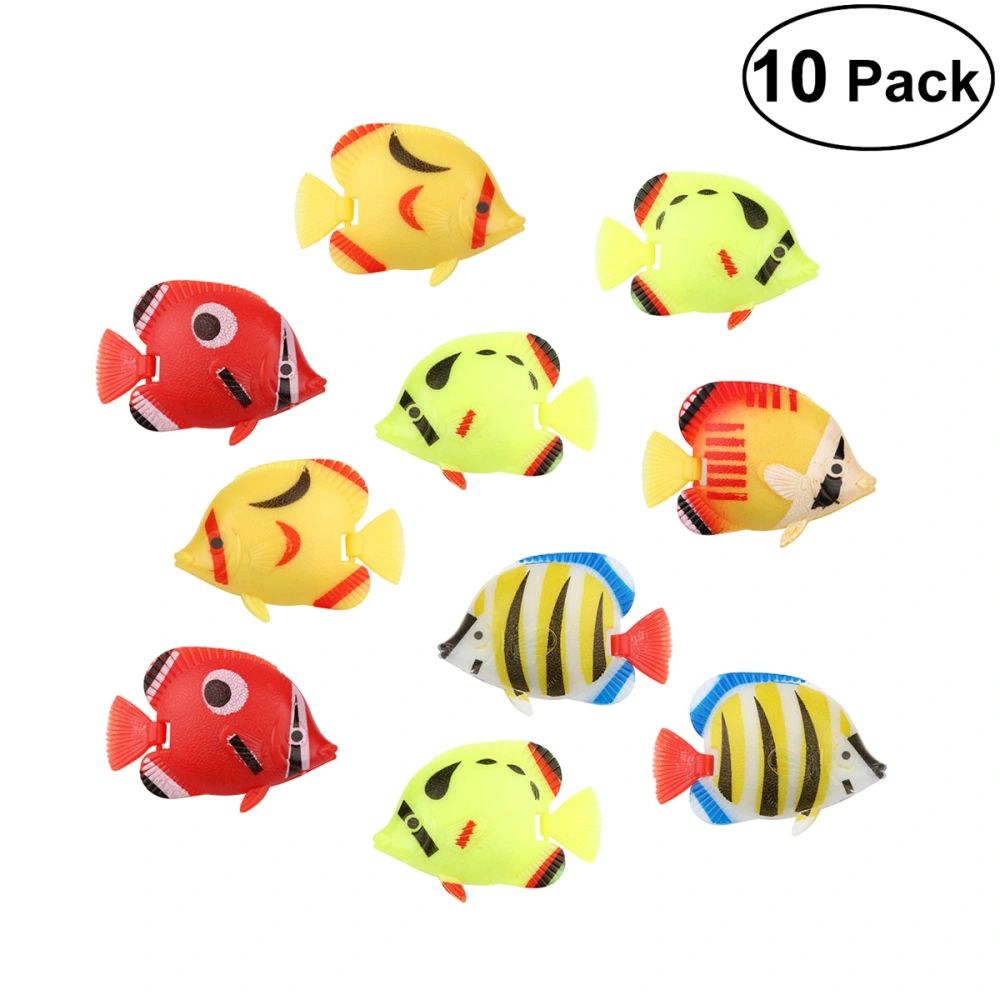 TINKSKY 10pcs Lifelike Plastic Artificial Moving Floating Fishes Ornament Decorations for Aquarium Fish Tank (Random Color & Pattern)