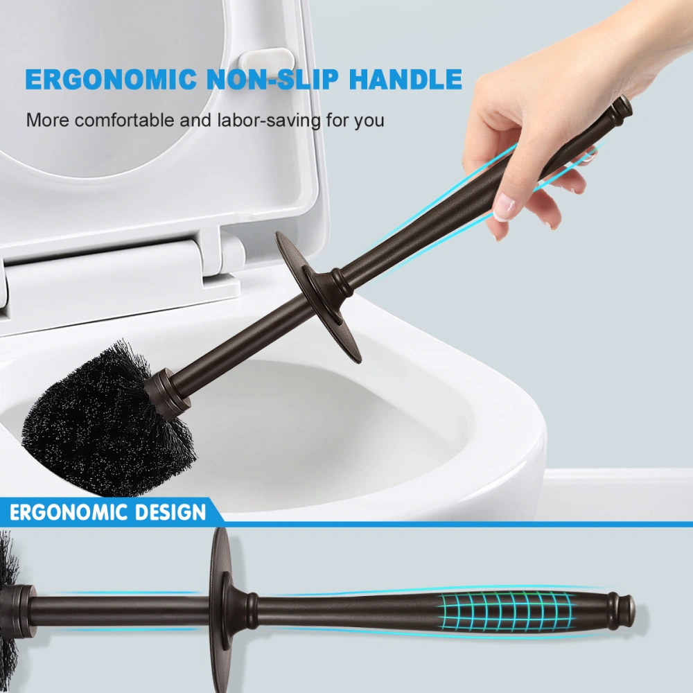 HOMEMAXS 2 Pack Toilet Brush With Holder Good Grip Plastic Toilet Bowl Cleaner Brush Set for Bathroom