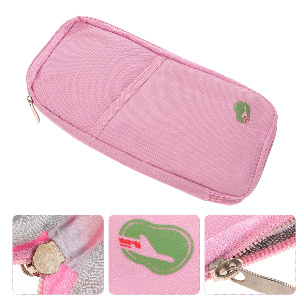 1PC Multifunction Travel Bag Passport Pouch ID Credit Wallet Cash Holder Case (Pink, Size S)