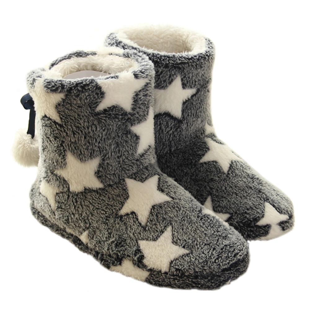 1 Pair Fashion Star Pattern Women Boots Plush Winter Warm Ankle Bootie Slippers