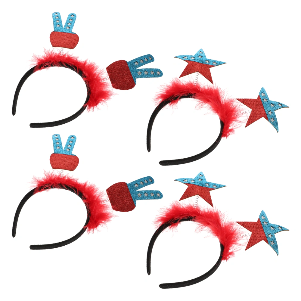 4pcs Independence Day Costume Props Festival Hair Hoops Celebration Hairbands