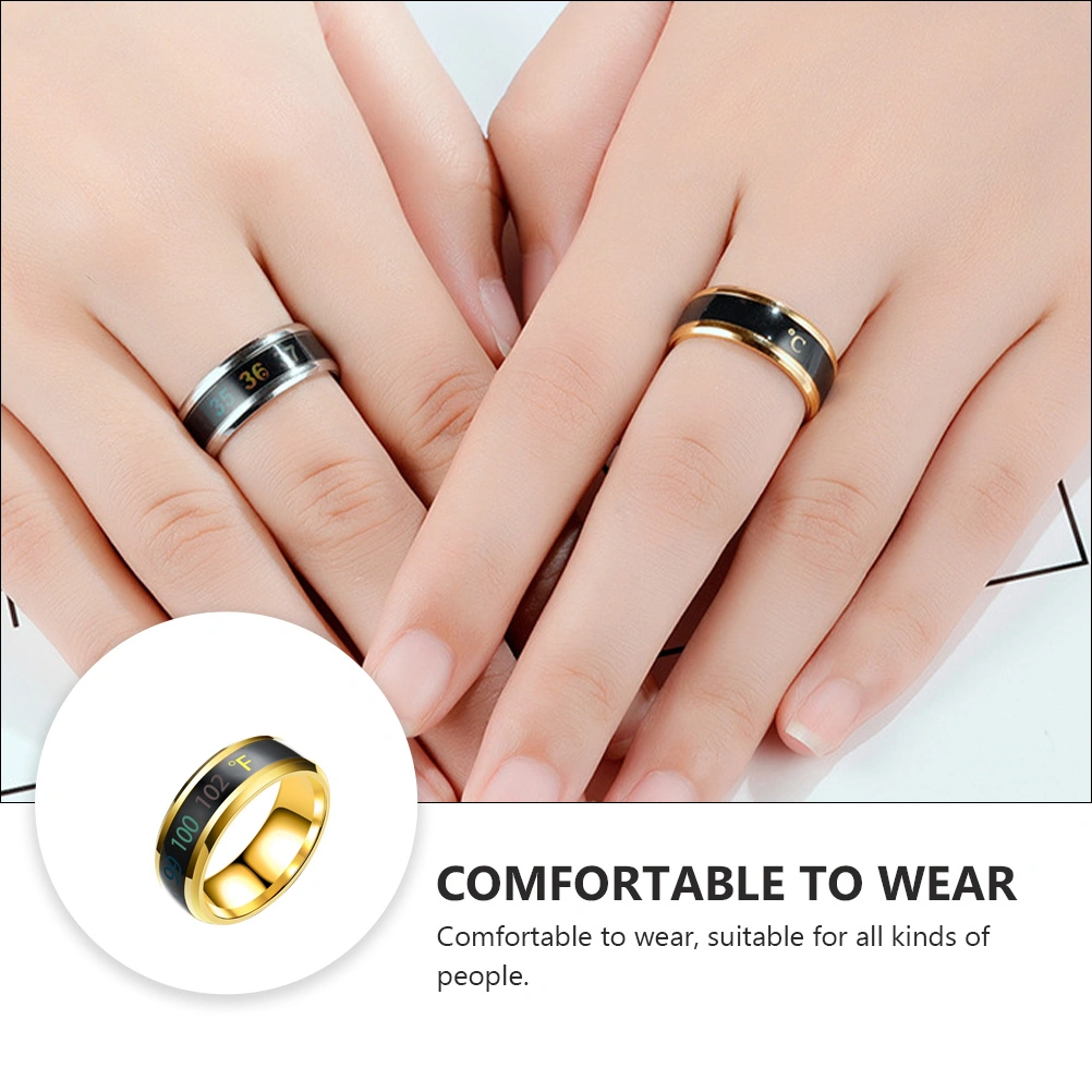 1Pc Fashion Ring Jewelry Intelligent Temperature Display Couple Ring (No.13)