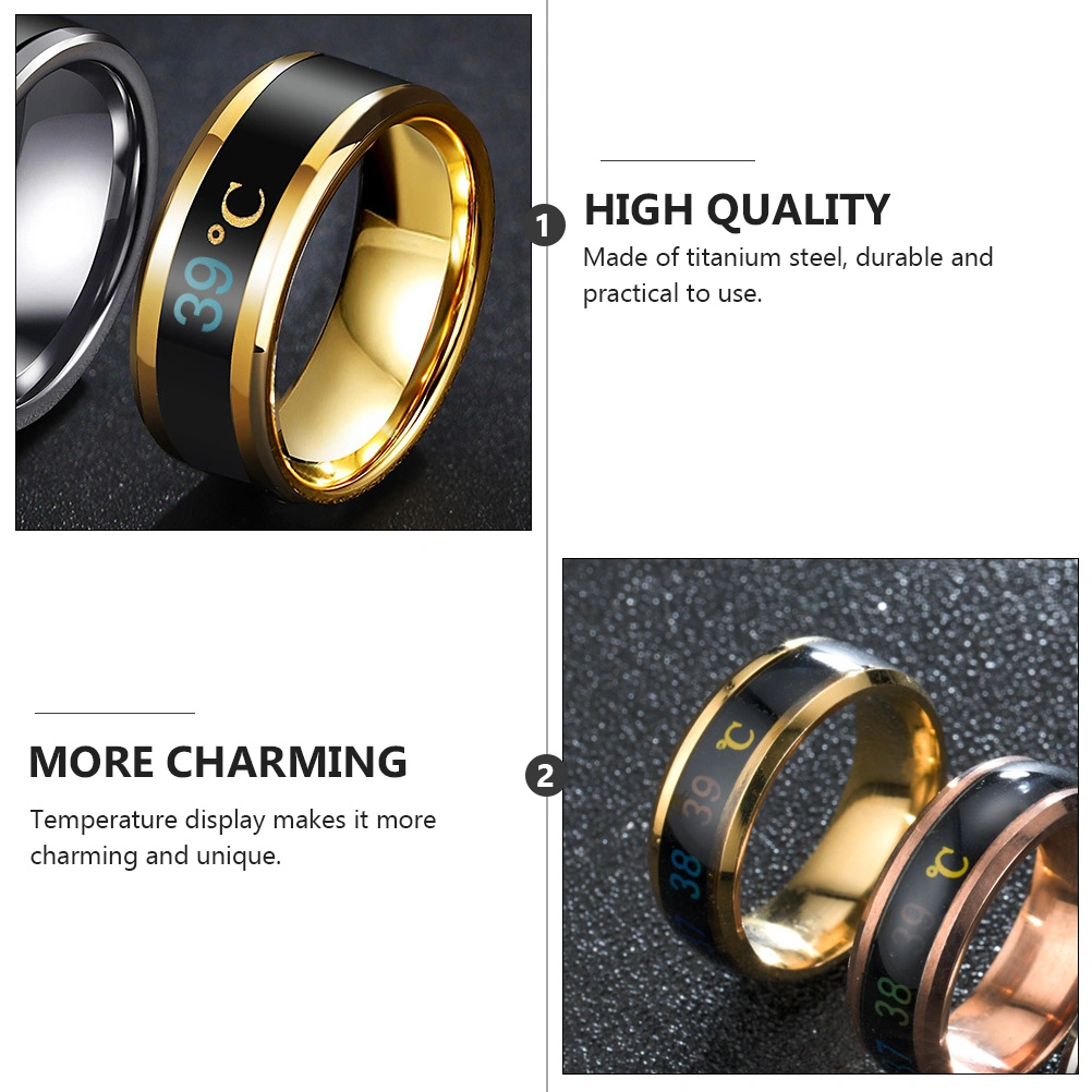 1Pc Fashion Ring Jewelry Intelligent Temperature Display Couple Ring (No.13)