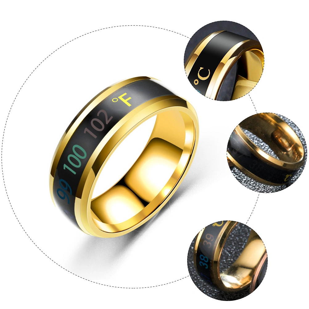 1Pc Fashion Ring Jewelry Intelligent Temperature Display Couple Ring (No.13)