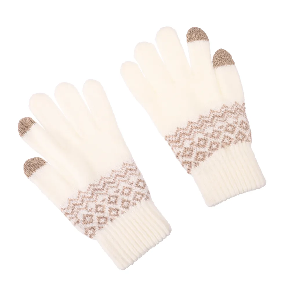 1 Pair Winter Warm Thickened Knitted Woven Touch Screen Gloves for Men Women