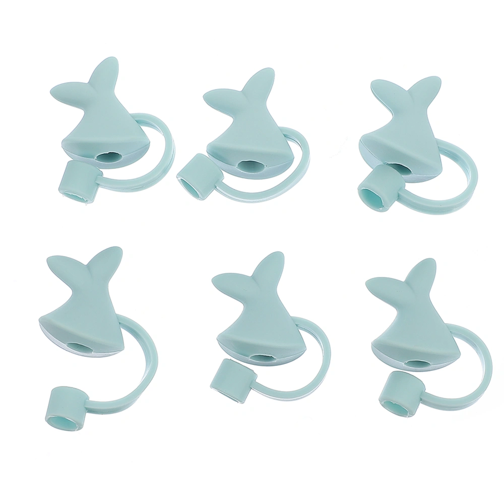 6Pcs Dolphin Tail Shape Straw Tips Cover Silicone Straw Plug Reusable Plugs