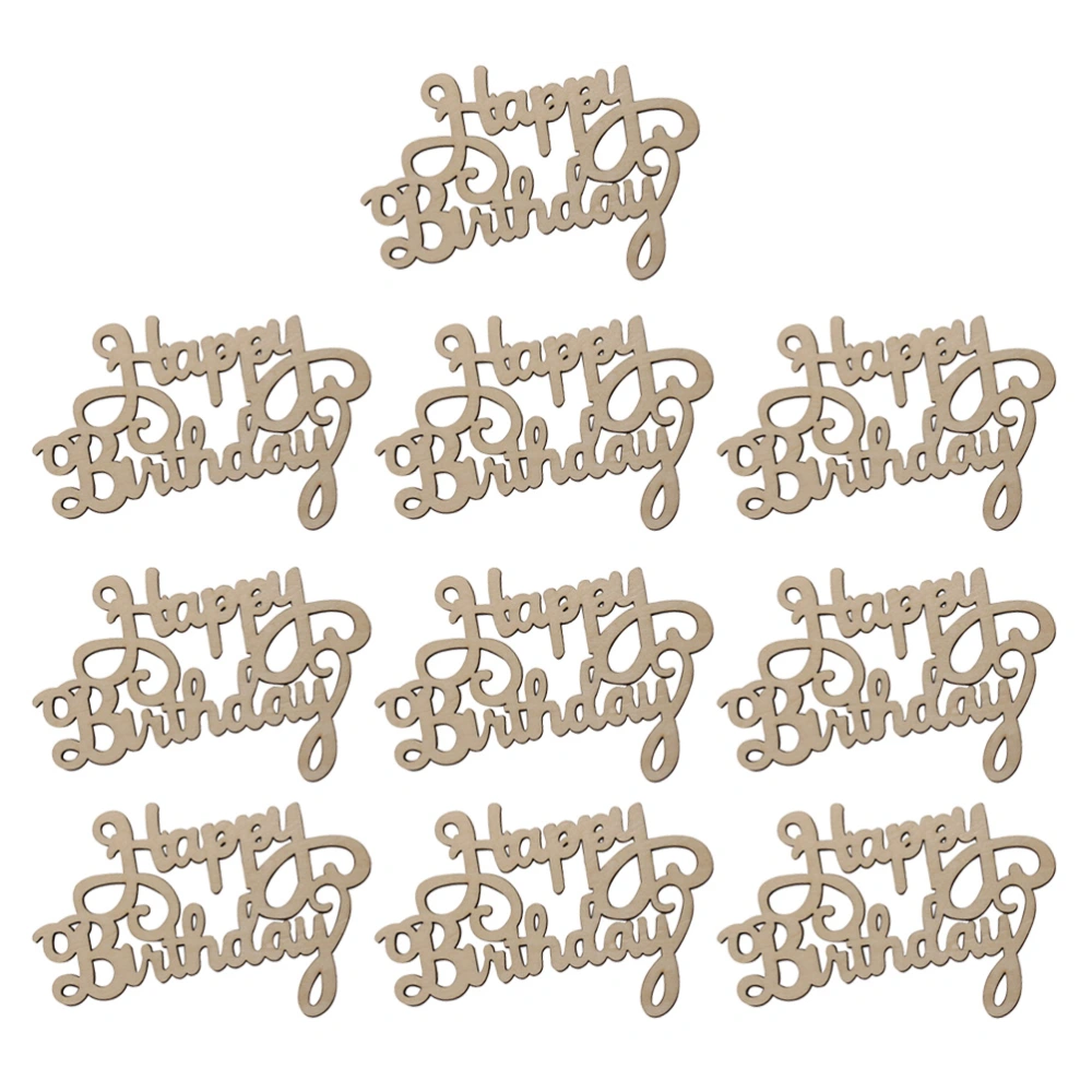 10pcs Letters Wooden Pieces DIY Cutouts Embellishments Wood Ornament Craft Accessories