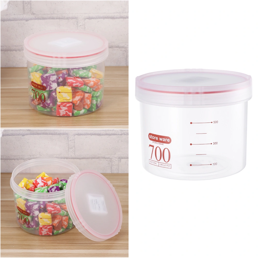 700ML Clear Moistureproof Cans Plastic Sealed Storage Canister Food Storage Containers for Snacks Spice Grain Cereals