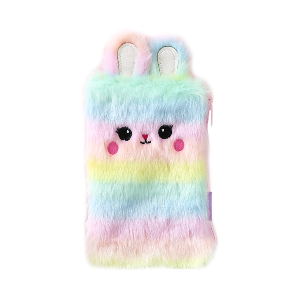 Colorful Plush Pencil Bag Bunny Stationery Storage Bag Rabbit Ear Design Pouch Coin Purse School Office Supplies