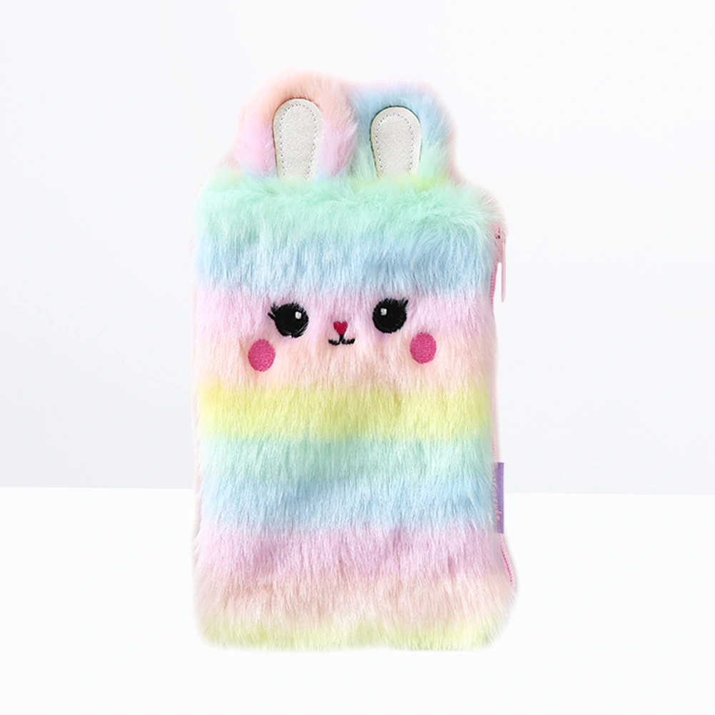 Colorful Plush Pencil Bag Bunny Stationery Storage Bag Rabbit Ear Design Pouch Coin Purse School Office Supplies