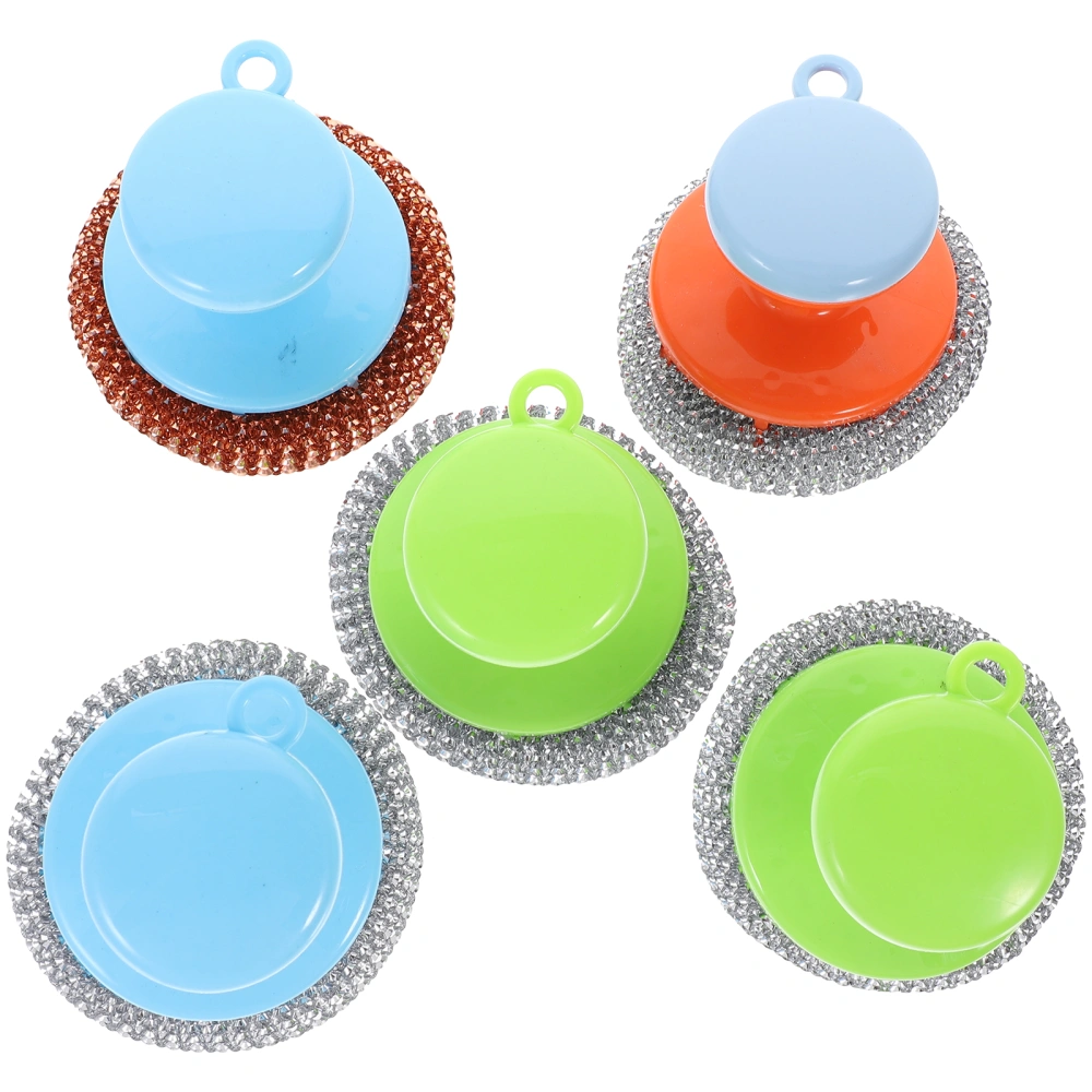 5 Sets Pot Washing Tool Pot Metal Scrubber Pot Cleaning Brushes Pan Metal Scrubber with Handle