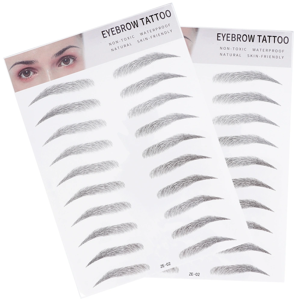 2pcs Imitation Eyebrow Artificial Eyebrow Hair-like Eyebrow Transfer Stickers Eyebrow Tool for Men Women (Type 2, Black)