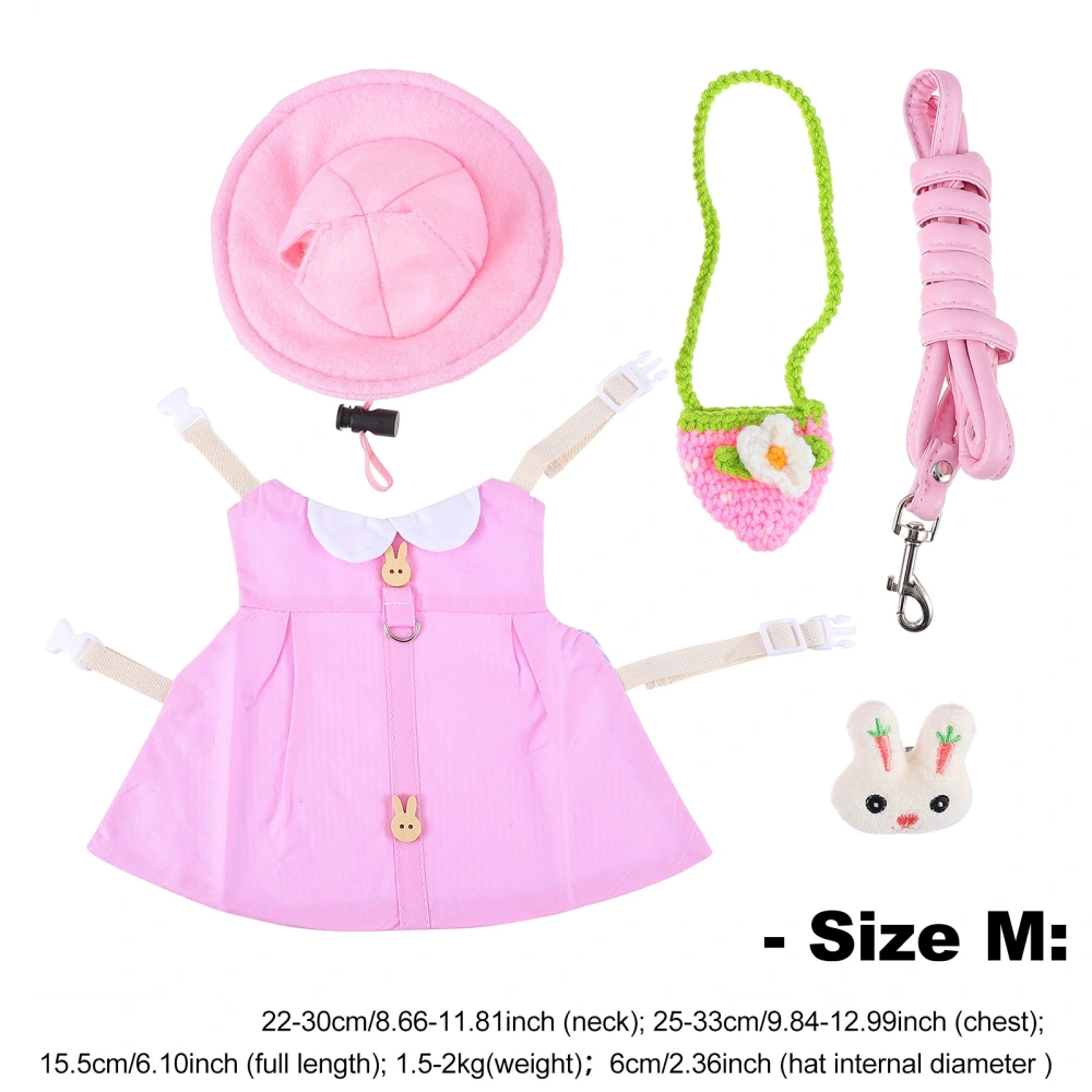 Pet Bunny Vest Costume Set with Pet Leash Hanging Bag Pet Dress Up Supplies