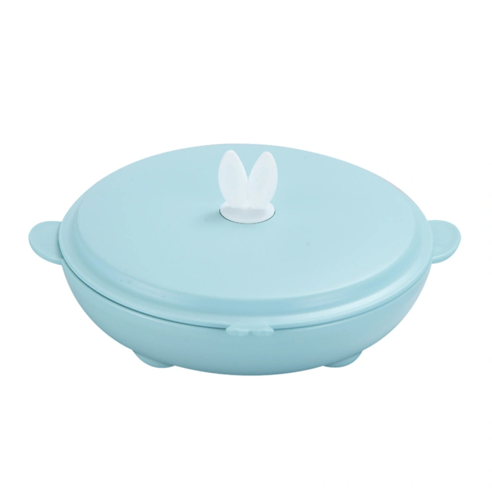 Stainless Steel Kids Dinner Plate with Compartments Baby Food Dining Tray Training Meal Bowl (Blue)