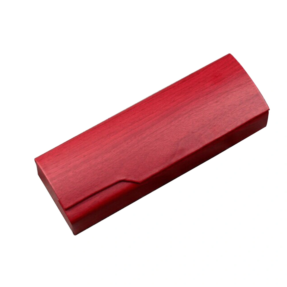 Wood Grain Cloth Eyewear Sunglasses Eye Glasses Case Box Portable Spectacles Holder Organizer (Red)