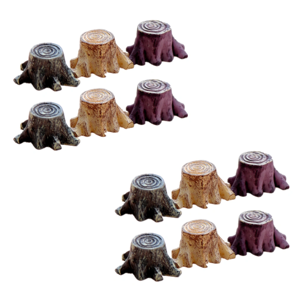 12Pcs Artificial Mini Root Stump Resin Tree Stump Decoration (Random Color)