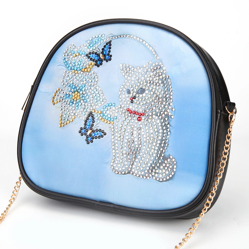 Cat Pattern DIY Rhinestone Painting Crossbody Pouch Resin Diamond Craft Shoulder Pouch Handmade Chain Bag Fashion Durable Tote Bag for Lady