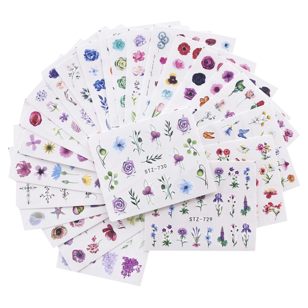 48 Sheets Colorful Nail Art Sticker Flower Shaped Nail Stickers Nail Tip Decal Manicure Accessories