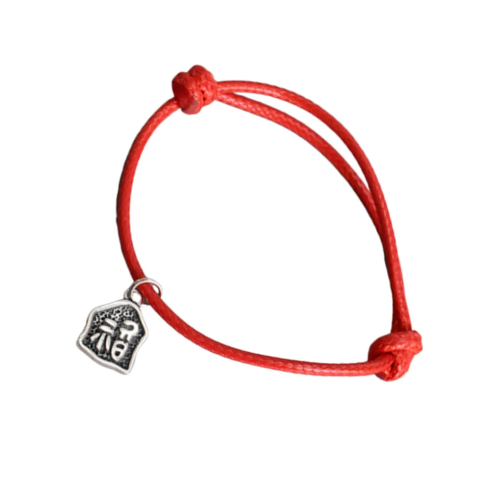 1Pcs Fashion and Retro Handmade Women Red Rope Thread String Bracelet Braided Charms Adjustable Bracelet for Couples (Red)