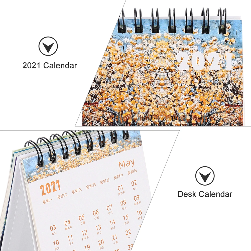 1 Set 2 Pcs 2021 Calendars Office Calendars Desk Calendars (Assorted Color)