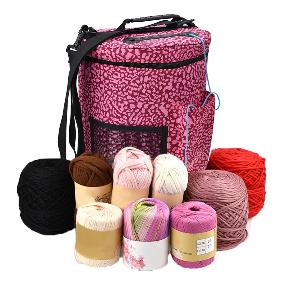 Printed Wool Storage Bag DIY Crochet Storage Organizer Bag Knitting Yarn Ball Holder for Protecting Wool and Prevent Tangling