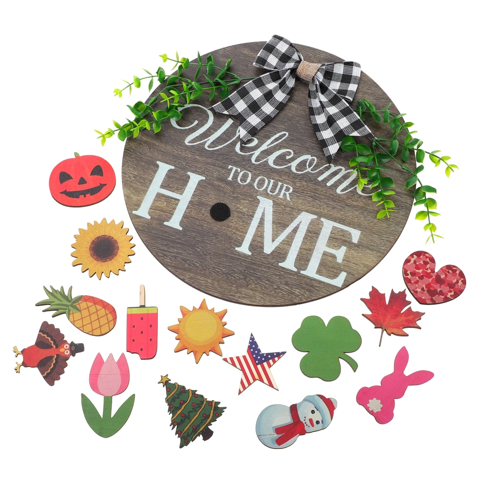 1 Set DIY Door Sign Ornament Delicate Wood Door Hangings Decorative Pendant