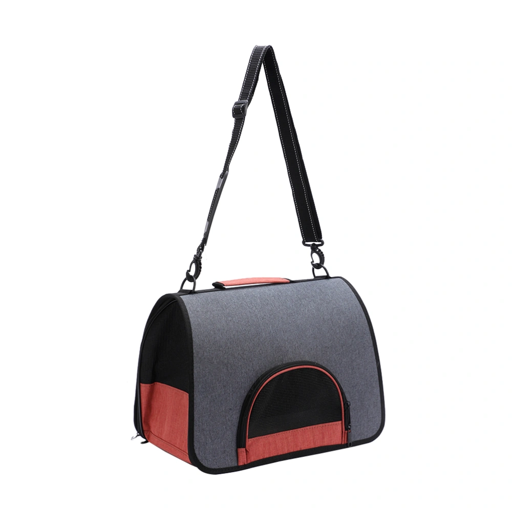 Portable Pet Carrier Cross Handbag Outdoor Pet Storage Bag Travel Shoulder Bag Handbag for Cat Dog (Gray and Orange)