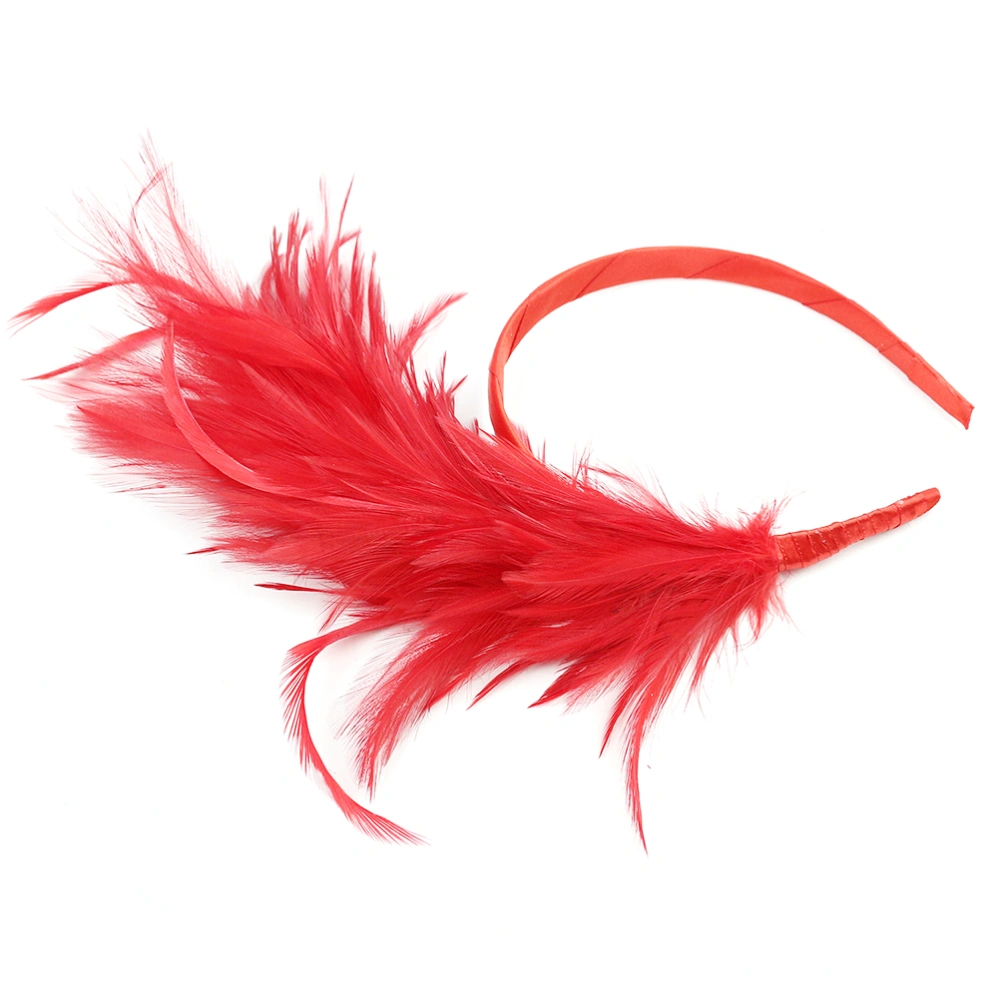 Feather Hair Creative Performance Hair Accessories Bridal Elegant Headdress Photo Prop (Red)