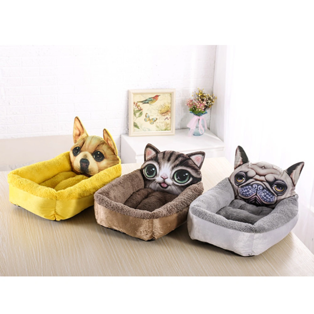 Puppy Kitty Dog Cat Pet Bed Nest Liner Kennel Pad Cozy Sleep Mat Comfy Cotton-Padded Cushion Basket Snuggly Sleeper Size S (Coffee)