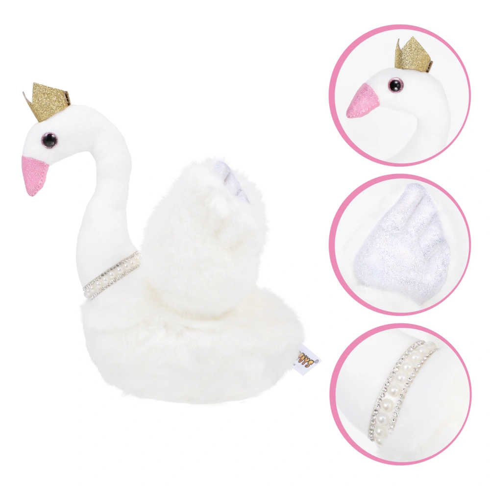 Adorable Crown Swan Shaped Doll Toy Plush Doll Plaything for Children (White)