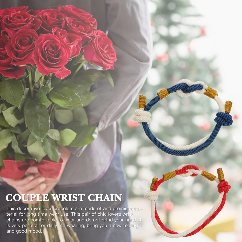 2pcs Couple Bracelets Decorative Wrist Chain Valentine's Day Gift (As Shown)