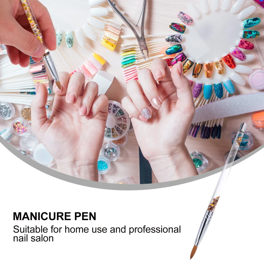 Creative Glitter Handle Nail Brush Nail Art Drawing Painting Pen for DIY