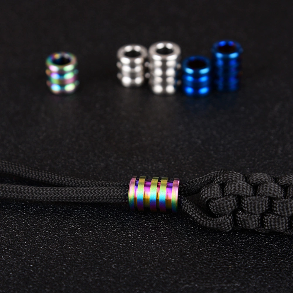 Outdoor Titanium Alloy Lanyard Beads Pull Dagger Lanyard Camping Cutter Gadgets Pendant Paracord Rope Multi Tools (Blue, Large Size)