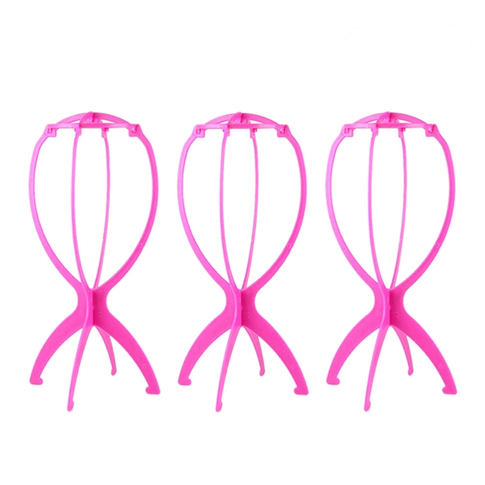 6Pcs Folding Plastic Stable Durable Wig Hair Hat Holder Stand Support Display Hanger Tools (Pink)