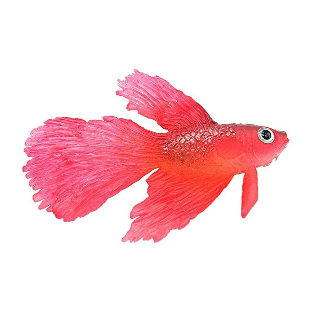 Artificial Silicone Glowing Effect Betta Aquarium Fish Tank Decor (Red)