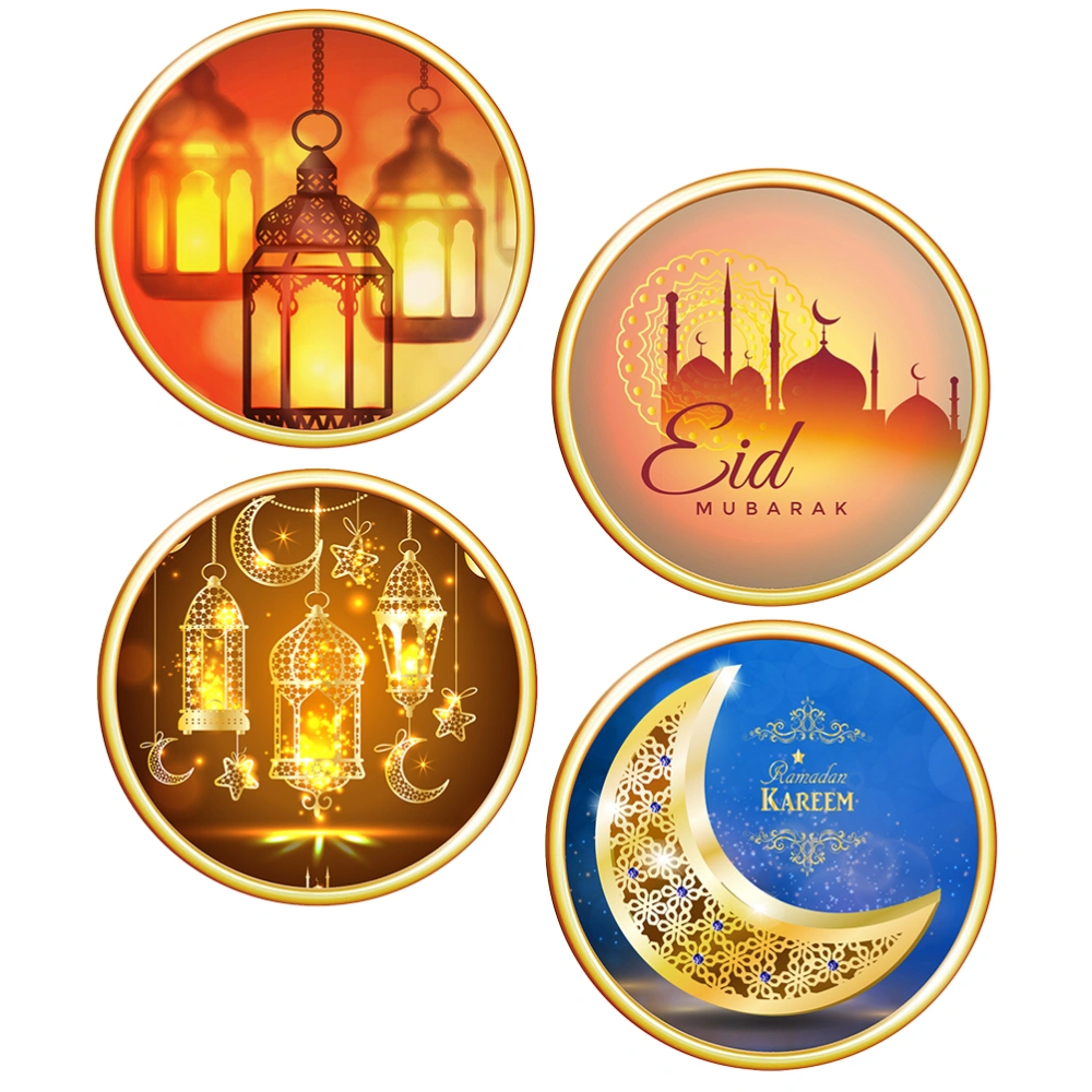 4pcs Eid Muslim Ramadan Stickers Self-adhesive Sealing Stickers Wall Stickers