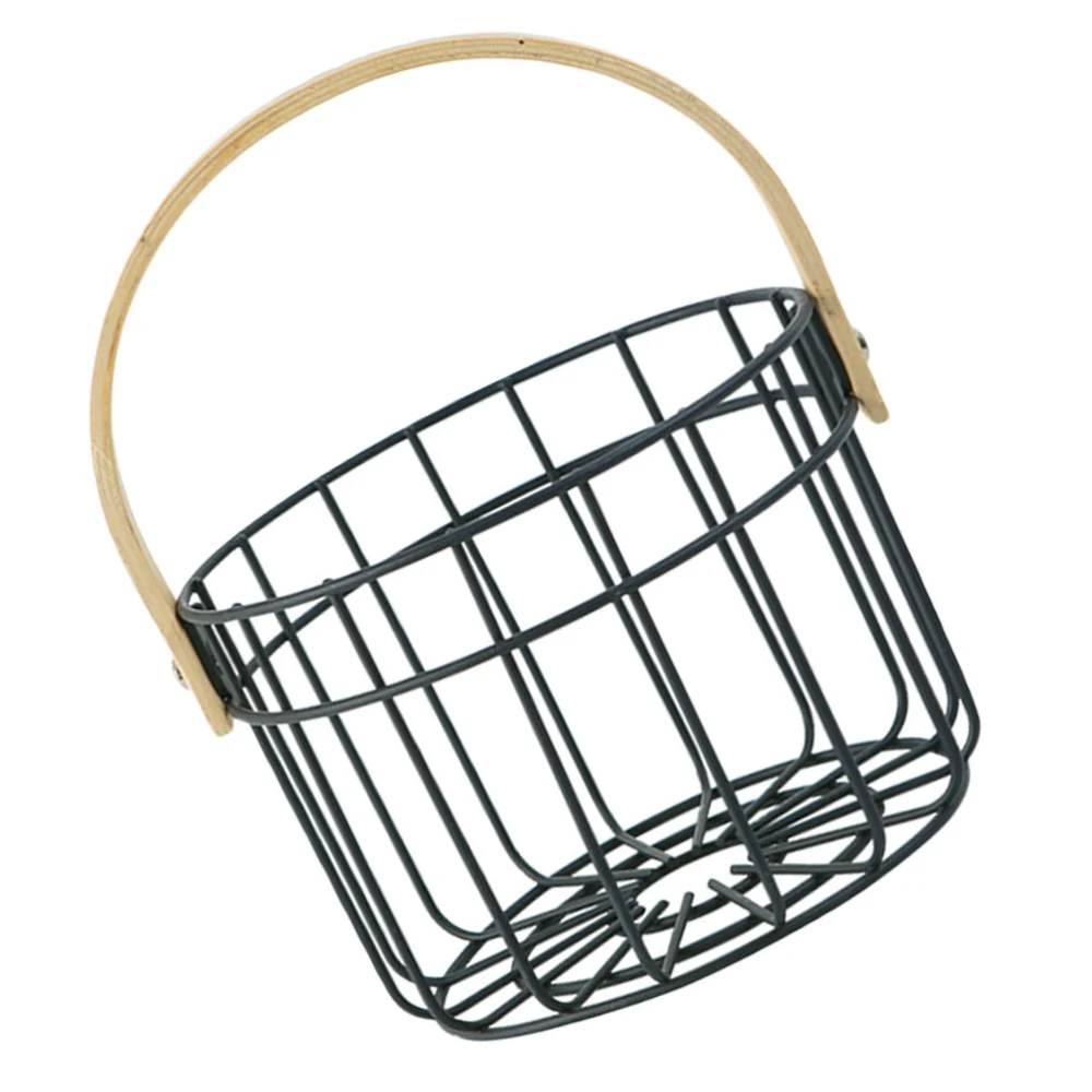 1Pc Iron Handheld Basket Picnic Snack Basket Portable Fruit Storage Holder Green