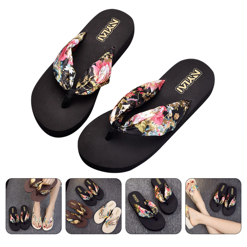 1 Pair Bohemia Style Anti-Slip Beach Slippers Leisure Slippers Beach Flip-flops