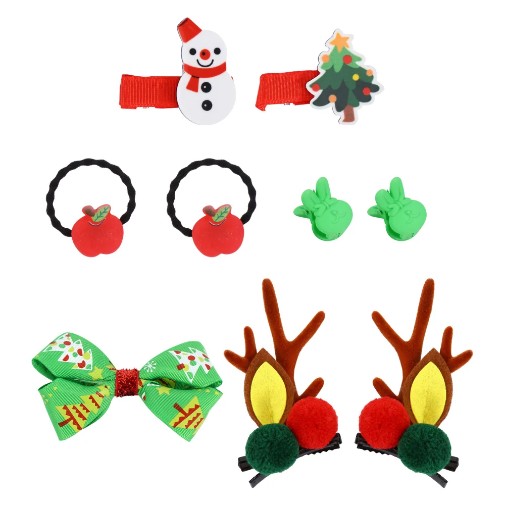 9Pcs Christmas Hair Tie Lovely Hair Rope Girl Xmas Hair Clips