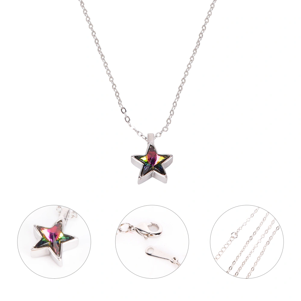 1Pc Five-point Star Shaped Pendant Necklace Women Sweater Chain Neck Accessory