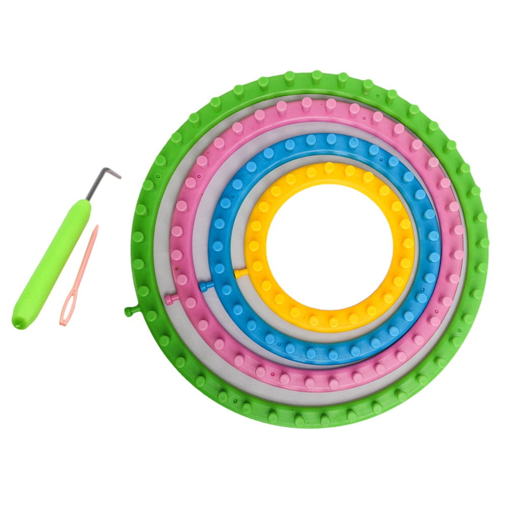 1 Set/6 Pcs DIY Knitting Looms Round Sock Loom Kit with Crochet Hook for Scarf Hat DIY Hand Craft Tool