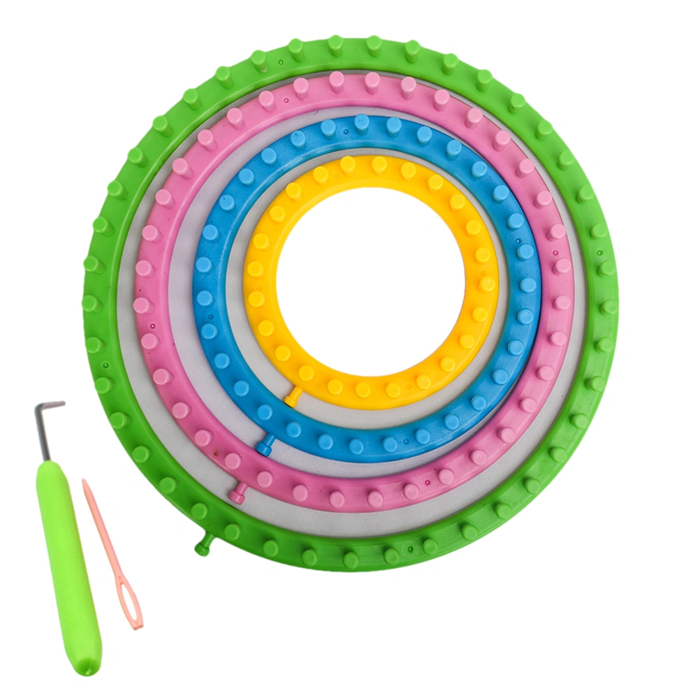 1 Set/6 Pcs DIY Knitting Looms Round Sock Loom Kit with Crochet Hook for Scarf Hat DIY Hand Craft Tool
