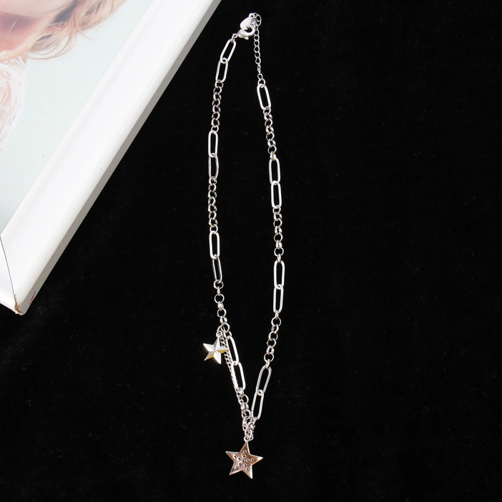 Vintage Five-Pointed Star Necklace Fashion Choker Creative Necklet Neck Jewelry Silver